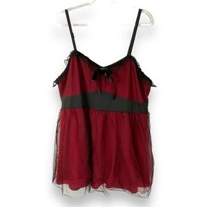 Rosegal Top Sheer Camisole Black Red Lingerie Lace High Waist Womens Size 2X NWT